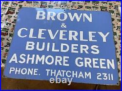 Vintage Brown & Cleverley Builders Ashmore Green Enamel Sign, Advertising Sign