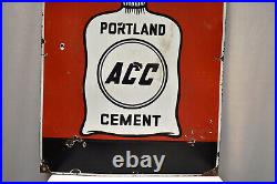 Vintage Build With Portland ACC Cement Sign Board Porcelain Enamel Advertising