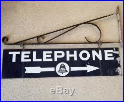 Vintage Bus/Gas Station Bell System Public Telephone Porcelain Enamel Sign