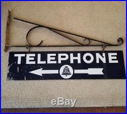 Vintage Bus/Gas Station Bell System Public Telephone Porcelain Enamel Sign