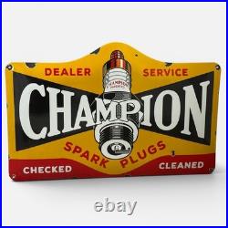 Vintage CHAMPION Spark Plugs Enamel Advertising Plaque Sign