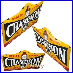 Vintage CHAMPION Spark Plugs Enamel Advertising Plaque Sign