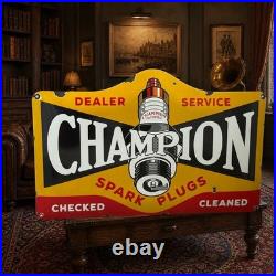 Vintage CHAMPION Spark Plugs Enamel Advertising Plaque Sign