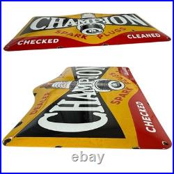 Vintage CHAMPION Spark Plugs Enamel Advertising Plaque Sign