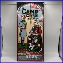 Vintage Camp Coffee Enamel Advertising Sign 1970s 36cm x 17cm Superb Condition