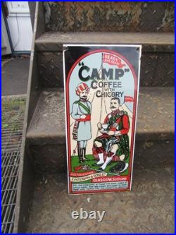 Vintage Camp Coffee Glasgow Scotland Enamel Steel Sign 360 X 165