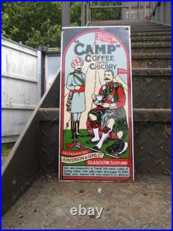 Vintage Camp Coffee Glasgow Scotland Enamel Steel Sign 360 X 165