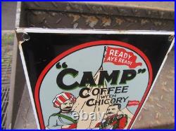 Vintage Camp Coffee Glasgow Scotland Enamel Steel Sign 360 X 165