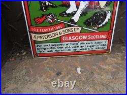 Vintage Camp Coffee Glasgow Scotland Enamel Steel Sign 360 X 165
