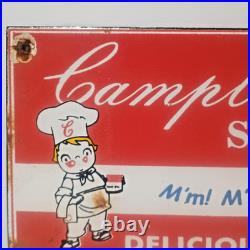 Vintage Campbell's SOUPS Good Delicious Porcelain Enamel Sign 8 x 5.5 Inch
