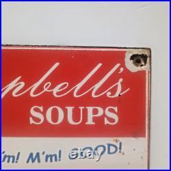 Vintage Campbell's SOUPS Good Delicious Porcelain Enamel Sign 8 x 5.5 Inch