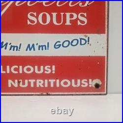 Vintage Campbell's SOUPS Good Delicious Porcelain Enamel Sign 8 x 5.5 Inch