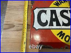 Vintage Castrol Enamel Flange Sign Antique Advertising Motorbilia BP Pratts