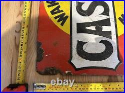 Vintage Castrol Enamel Flange Sign Antique Advertising Motorbilia BP Pratts