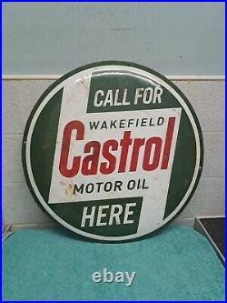 Vintage Castrol Motor Oil Wakefield Porcelain Enamel Advertising Sign 50cm