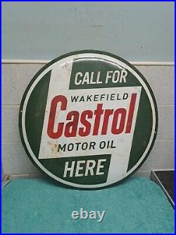 Vintage Castrol Motor Oil Wakefield Porcelain Enamel Advertising Sign 50cm