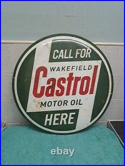 Vintage Castrol Motor Oil Wakefield Porcelain Enamel Advertising Sign 50cm