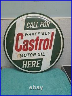 Vintage Castrol Motor Oil Wakefield Porcelain Enamel Advertising Sign 50cm