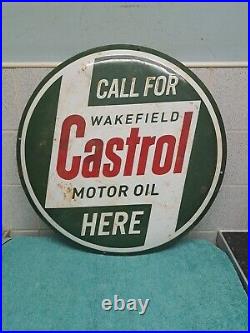 Vintage Castrol Motor Oil Wakefield Porcelain Enamel Advertising Sign 50cm