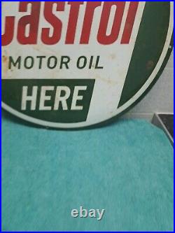 Vintage Castrol Motor Oil Wakefield Porcelain Enamel Advertising Sign 50cm