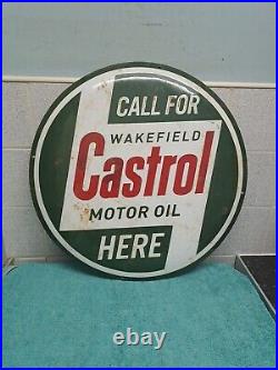 Vintage Castrol Motor Oil Wakefield Porcelain Enamel Advertising Sign 50cm