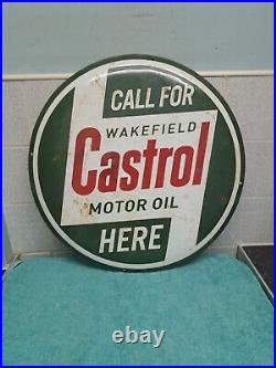 Vintage Castrol Motor Oil Wakefield Porcelain Enamel Advertising Sign 50cm