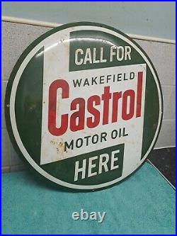 Vintage Castrol Motor Oil Wakefield Porcelain Enamel Advertising Sign 50cm