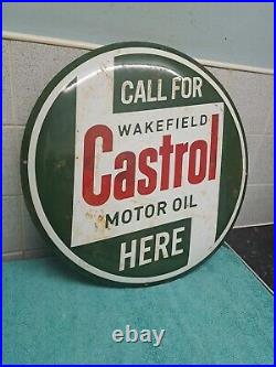 Vintage Castrol Motor Oil Wakefield Porcelain Enamel Advertising Sign 50cm