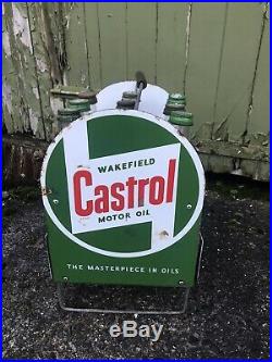 Vintage Castrol Oil Bottle Crate Enamel Sign Automobilia 8 Castrol Bottles
