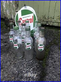 Vintage Castrol Oil Bottle Crate Enamel Sign Automobilia 8 Castrol Bottles