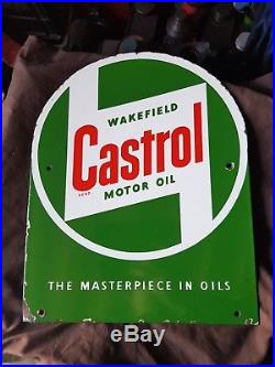 Vintage Castrol Oil Enamel Sign Garage Automobilia Can Petrol Motoring Genuine
