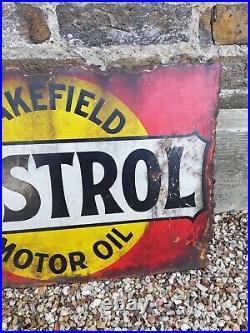 Vintage Castrol Wakefield Motor Oil Double Sided Enamel Sign