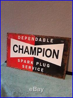 Vintage Champion Spark Plug enamel advertising sign 50 cm x 30 cm