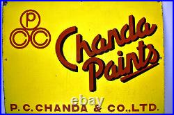 Vintage Chanda Paints Advertising Sign Porcelain Enamel Color Collectibles Rare