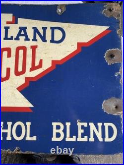 Vintage Cleveland Discol Enamel Garage Sign Double Sided Original