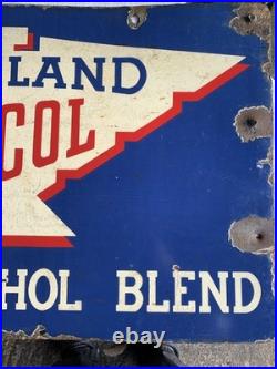 Vintage Cleveland Discol Enamel Garage Sign Double Sided Original