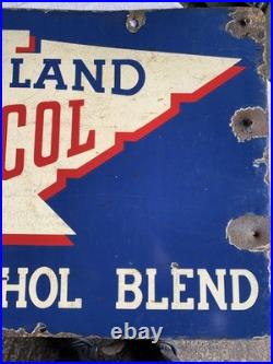 Vintage Cleveland Discol Enamel Garage Sign Double Sided Original