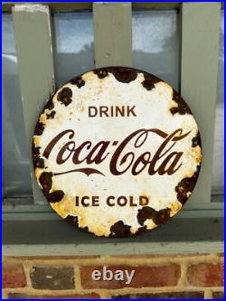 Vintage Coca-Cola Enamel Sign Drink Coca-Cola Ice Cold 30cm Round Vintage Coca-Cola Enamel Sign Drink Coca-Cola Ice Cold 30cm Round