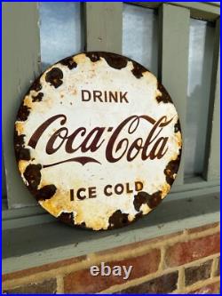 Vintage Coca-Cola Enamel Sign Drink Coca-Cola Ice Cold 30cm Round Vintage Coca-Cola Enamel Sign Drink Coca-Cola Ice Cold 30cm Round