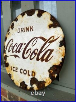 Vintage Coca-Cola Enamel Sign Drink Coca-Cola Ice Cold 30cm Round Vintage Coca-Cola Enamel Sign Drink Coca-Cola Ice Cold 30cm Round