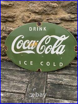 Vintage Coke original Rare USA, enamel Coca Cola, shop advertising sign