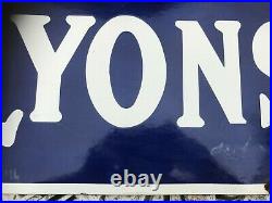 Vintage Collectable Lyons' Tea Blue And White Enamel Advertising Sign