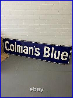 Vintage Colman's Blue Wash Starch Original Vintage Enamel Advertising Sign 62