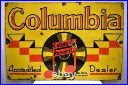 Vintage Columbia Records Porcelain Enamel Sign 30x20 Music Dealer Advertising Vintage Columbia Records Porcelain Enamel Sign 30x20 Music Dealer Advertising
