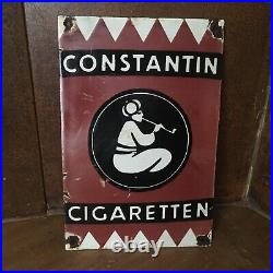 Vintage Constantin Cigaretten Enamel Advertising Sign Hanover Germany 1920's/30