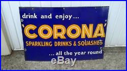 Vintage Corona Soft Drinks Enamel Sign (30 X 20)original