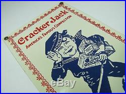 Vintage Cracker Jack Sign porcelain enamel The More You Eat The More You Want