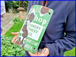 Vintage Curved Enamel Advertising Sign 2 Green Lane Toy Shop Redruth Cornwall