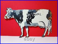 Vintage DE-LAVAL Cow Cream Farm Porcelain Enamel Sign 8 x 5.5 Inches