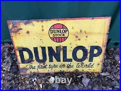 Vintage DUNLOP STOCK ENAMEL SIGN VINTAGE AUTOMOBILIA